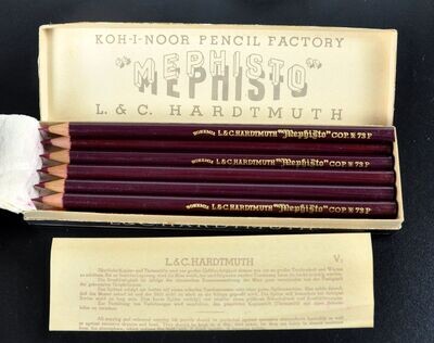 Vintage L & C Hardtmuth MEPHISTO Copying Pencil Schachtel ein Dutzend Stifte