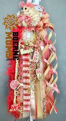 CORAL & CHAMPAGNE Senior Homecoming Mum - IVORY or white, champagne gold- Custom