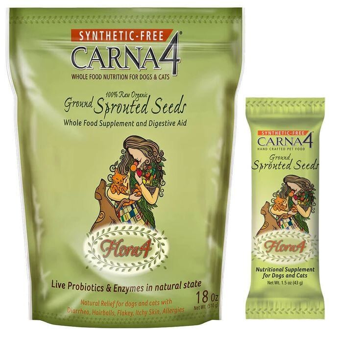 Carna4 : Flora4 Ground Sprouted Seeds Food Supplement and Digestive Aid For Dogs &amp; Cats