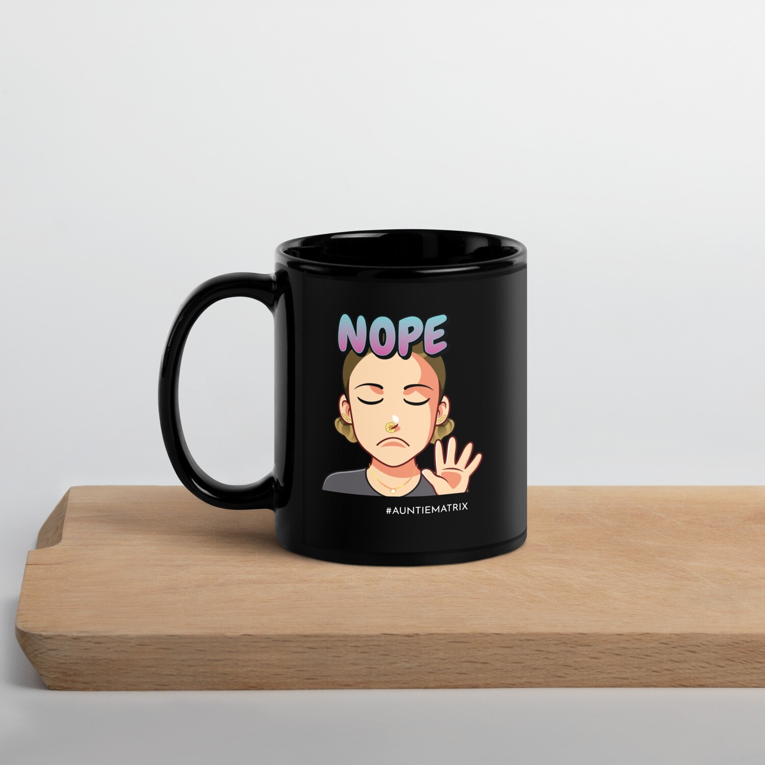 Nope - Black Glossy Mug 