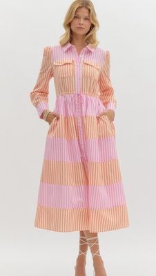 Pink &amp; Orange Sorbet Stripped Dress