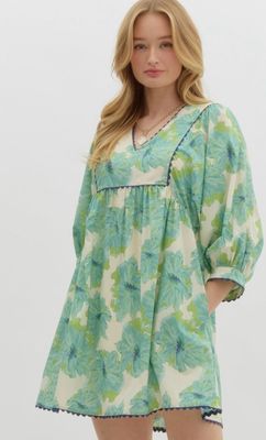 Mint Floral Flow Dress