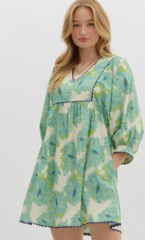 Mint Floral Flow Dress