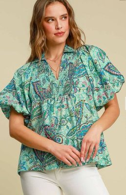 Aqua Mix Print Lightweight Top