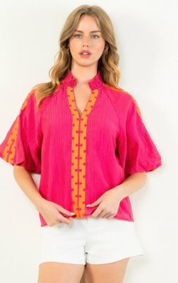 THML Berry Bliss Puff Sleeve Top