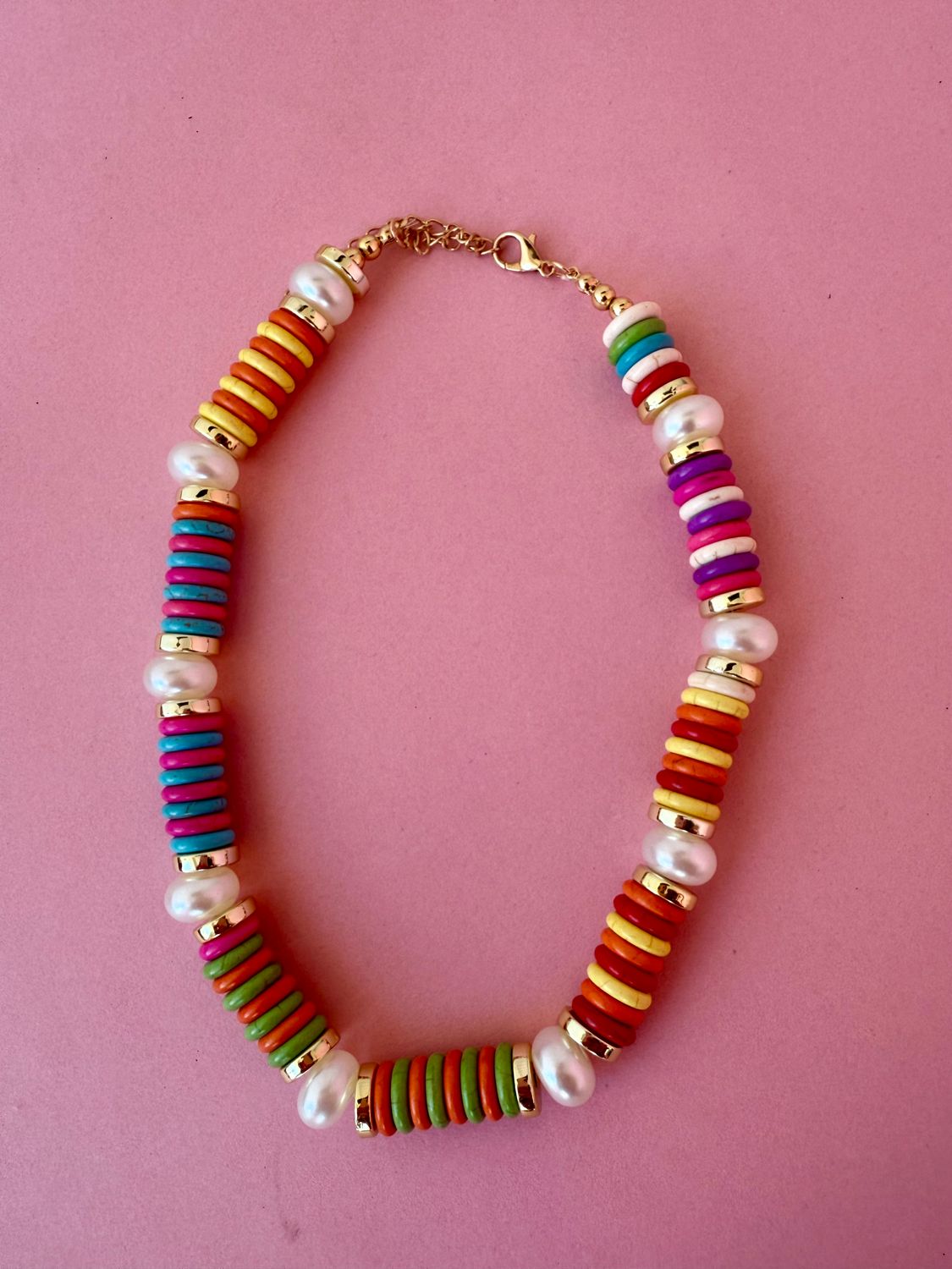 The Fiesta Bead &amp; Pearl Necklace