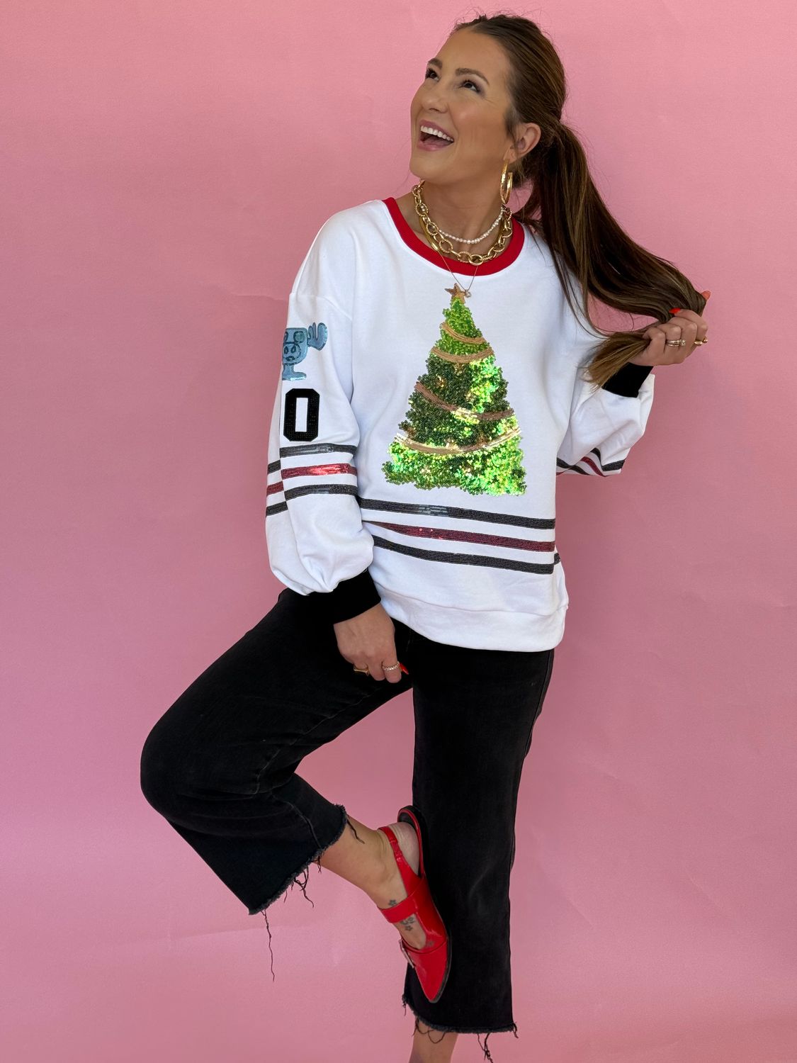 Queen OF Sparkle White Clark Griswold Jersey Sweatshirt