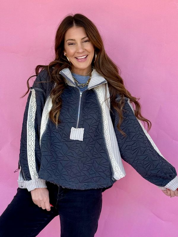 Midnight Quilted Pullover