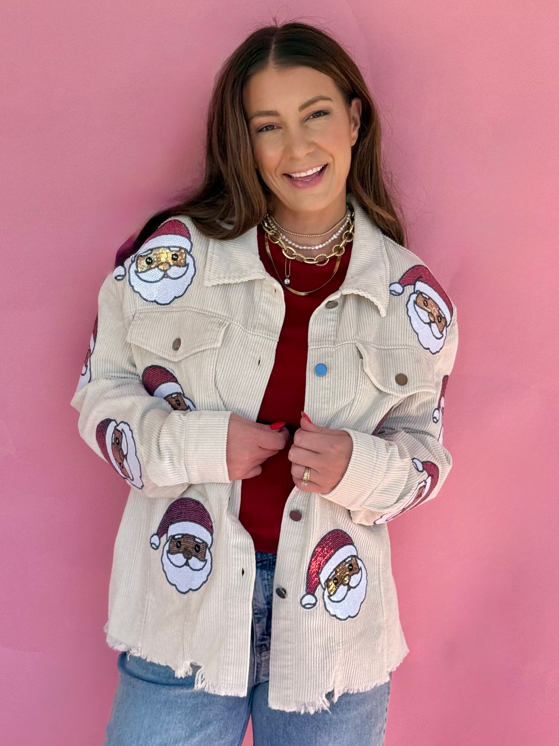 Jolly Saint Nick Sequin Shacket