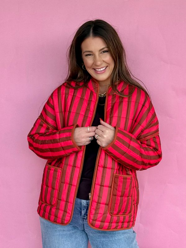 Cocoa Stripe Puffer Jacket