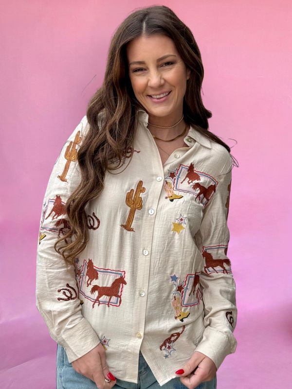 Rodeo Storybook Button-Up
