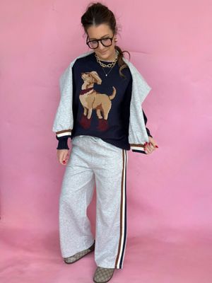 Cowboy Pup Knit Sweater- NAVY