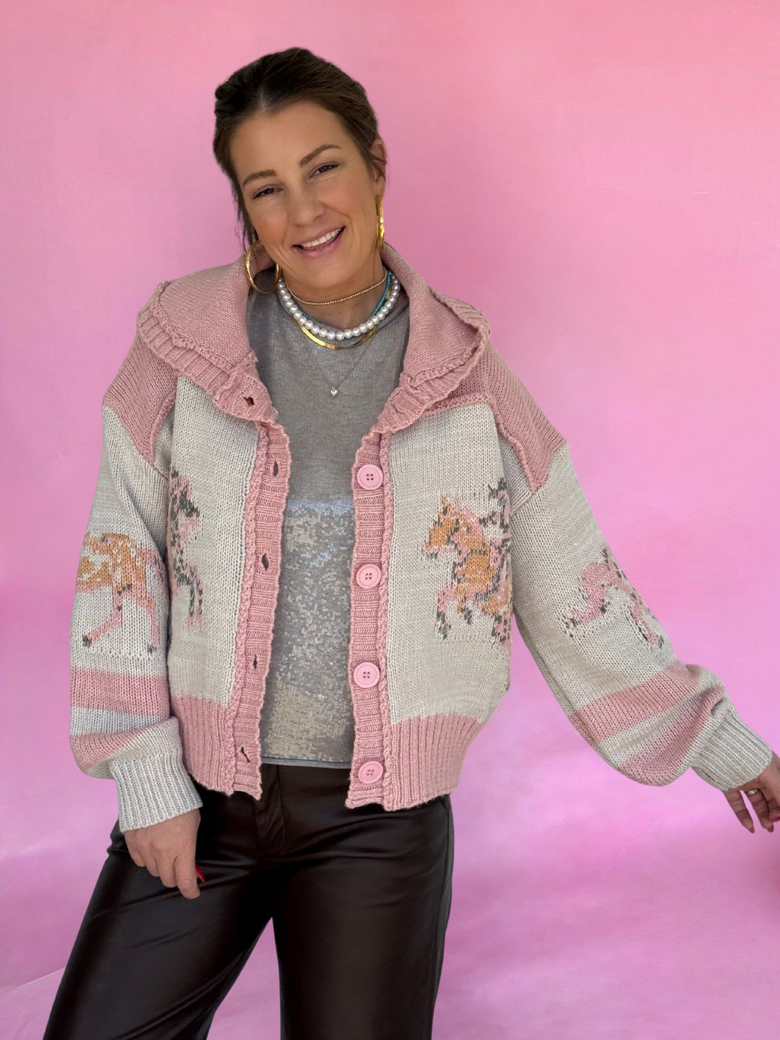 Pink Prairie Ponies Cardigan