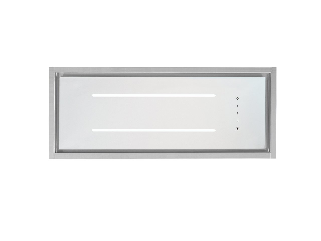 Aria Flush Fit Ceiling Hood 90x30 White & Stainless Steel Fits Between Joists