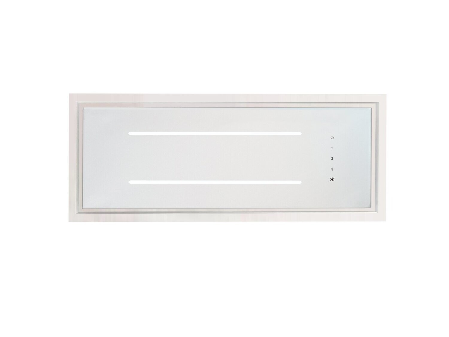 Aria Flush Fit Ceiling Hood 90 x 30 White Glass / White Frame Fits Between Joists