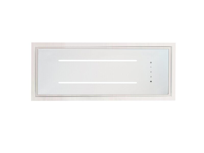 Aria Flush Fit Ceiling Hood 90 x 30 White Glass / White Frame Fits Between Joists