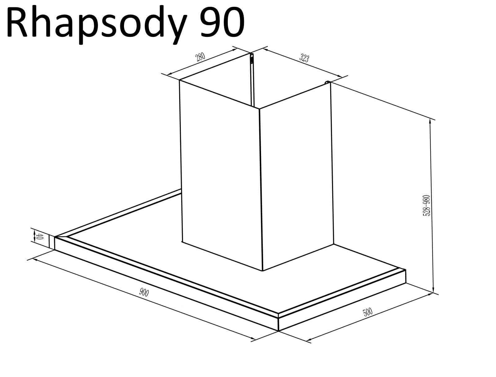 Rhapsody Powerful 90cm Wall Hood – Black