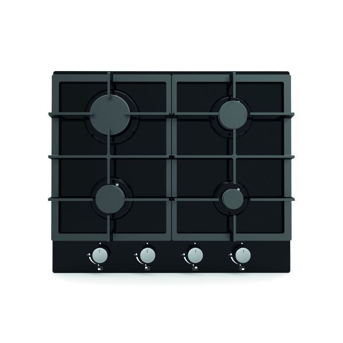 ViandPro 60cm 4 Burner Gas On Glass Hob – Black Glass