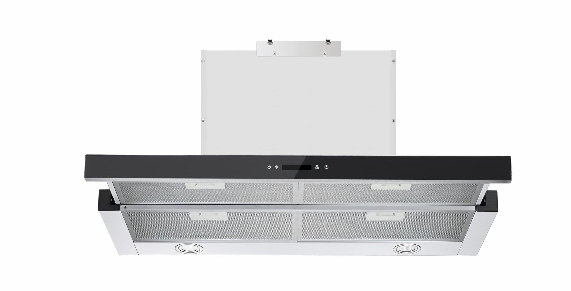 ViandPro 90cm Telescopic Cooker Hood – Black Glass & Stainless Steel with High Extraction Power