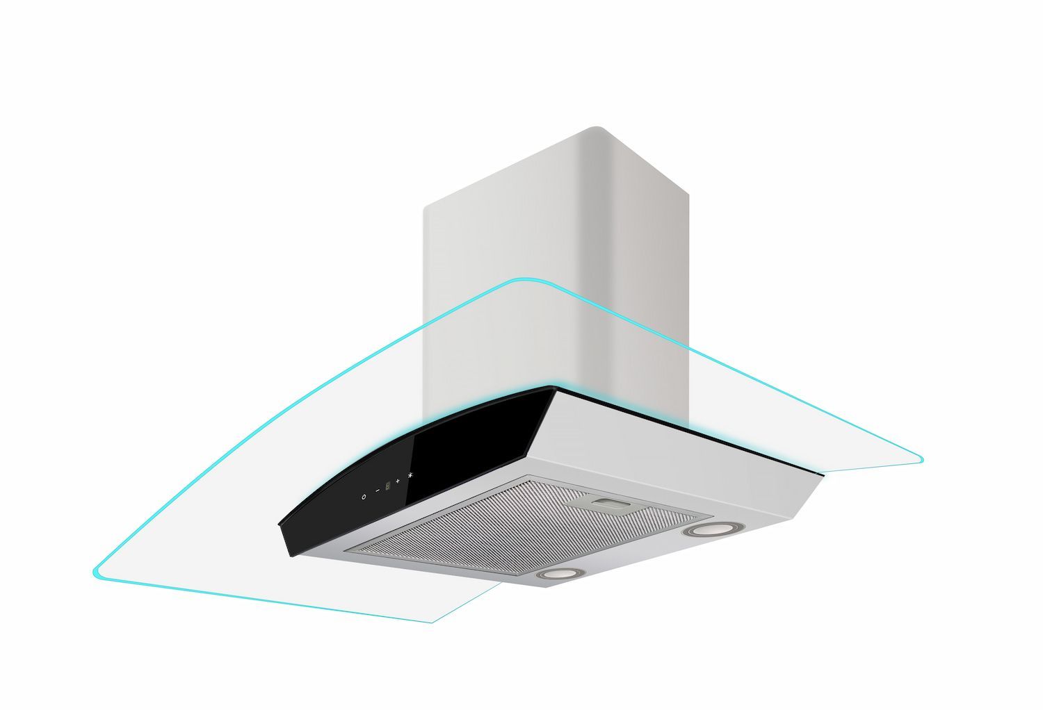 Curved glass cooker hood