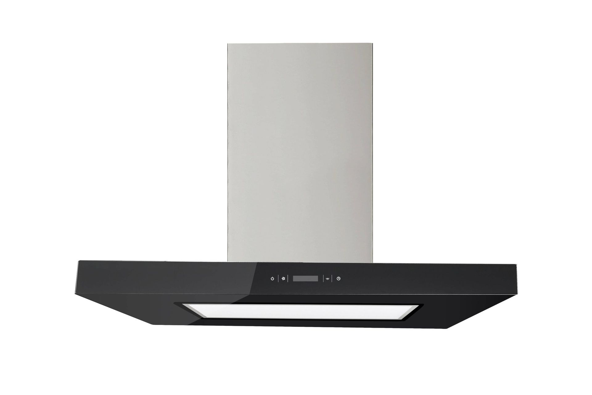ViandPro Maestro 90cm Island Cooker Hood – Stainless Steel & Black Glass with LED Panel