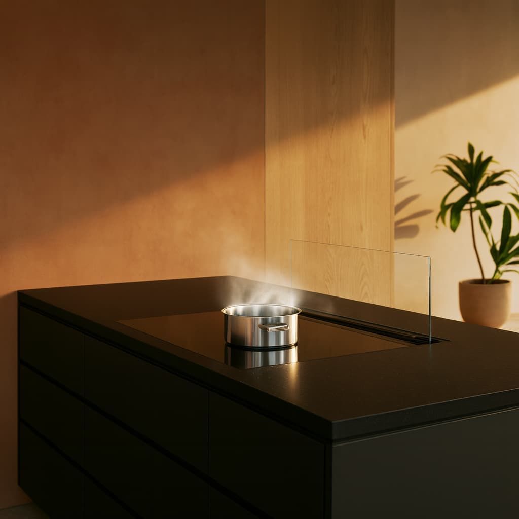 ViandPro Viento 90cm Downdraft Cooker Hood - Black Glass