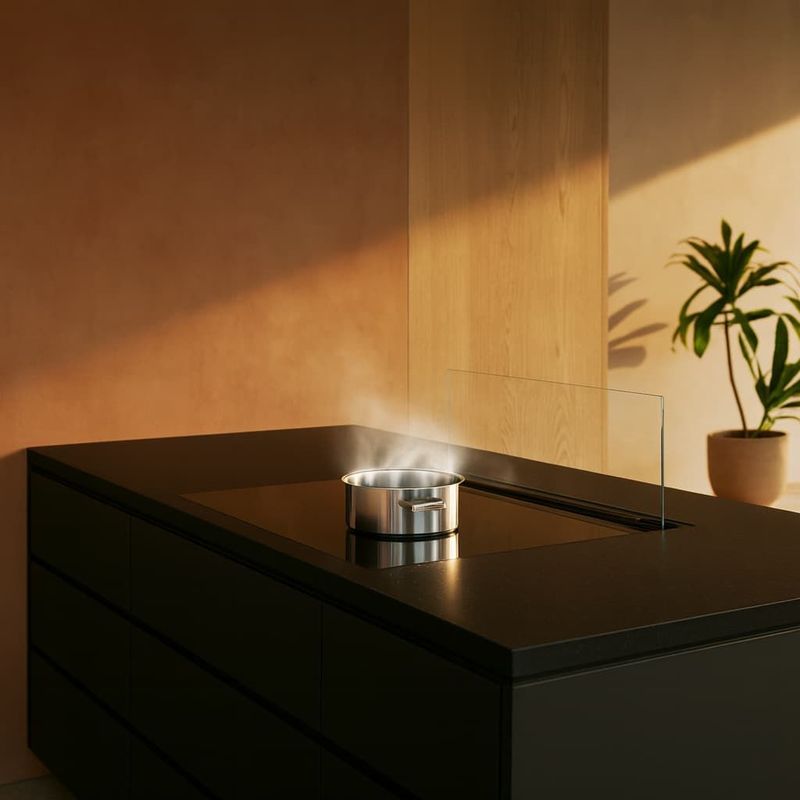 ViandPro Viento 90cm Downdraft Cooker Hood - Black Glass