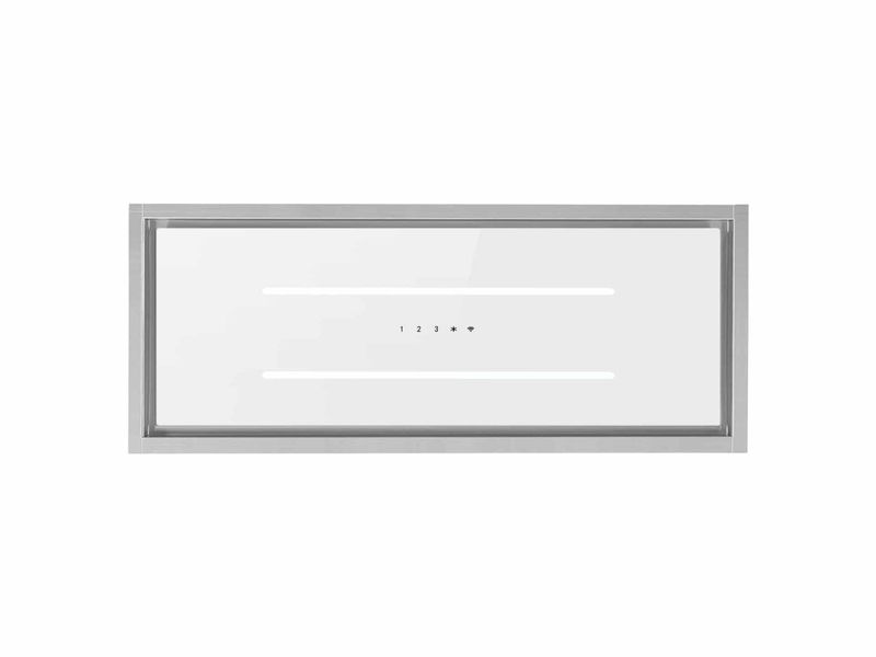 Aria Flush Fit Ceiling Hood 90x30 White & Stainless Steel Fits Between Joists