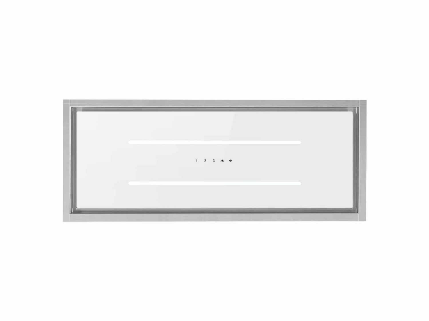 Aria Flush Fit Ceiling Hood 90x30 White & Stainless Steel Fits Between Joists Aria Flush Fit Ceiling Hood 90x30 White & Stainless Steel Fits Between Joists