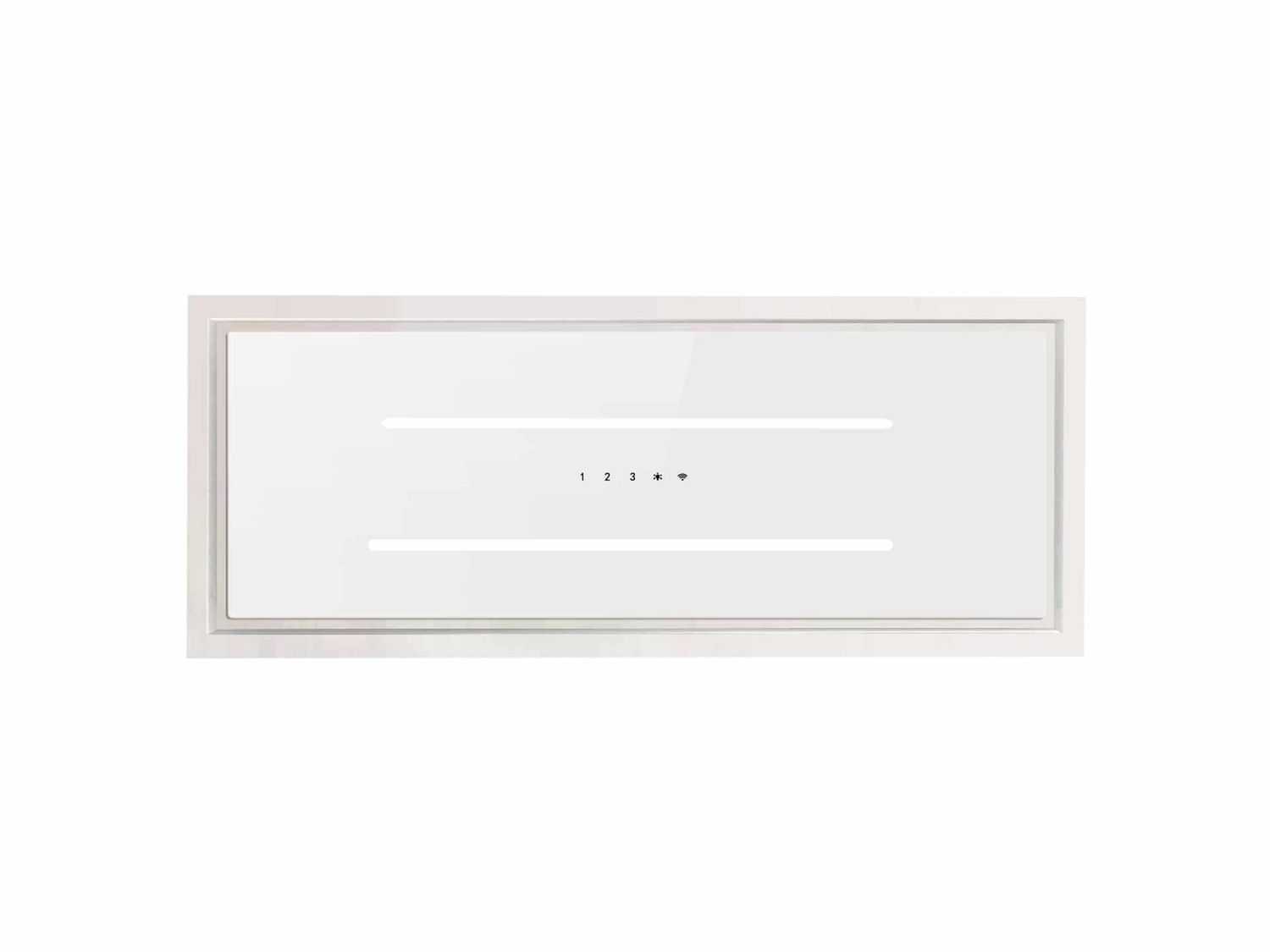 Aria Flush Fit Ceiling Hood 90 x 30 White Glass / White Frame Fits Between Joists
