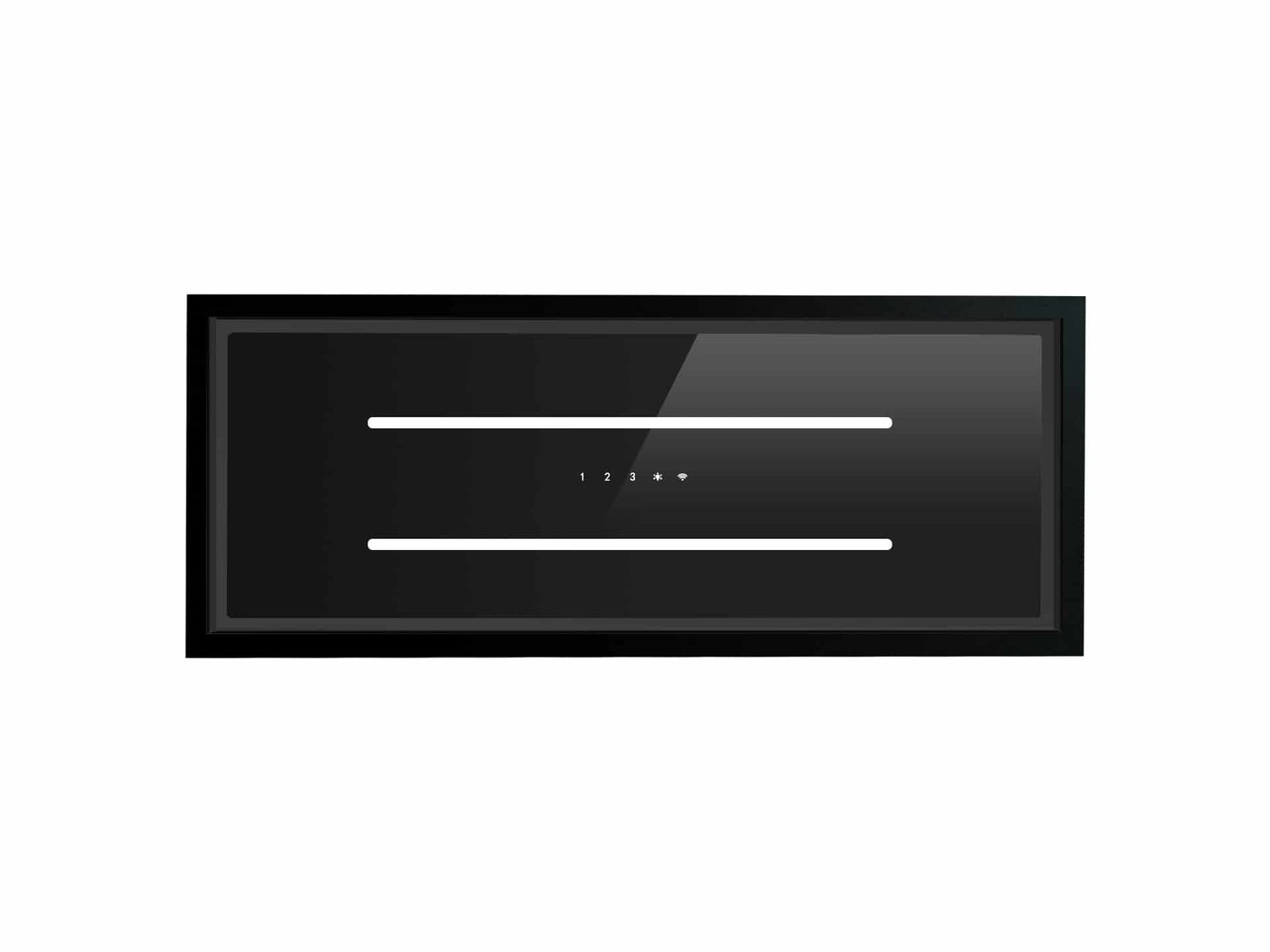 Aria Flush Fit Ceiling Hood 90 x 30 Black Glass / Black Frame Steel Fits Between Joists Aria Flush Fit Ceiling Hood 90 x 30 Black Glass / Black Frame Steel Fits Between Joists