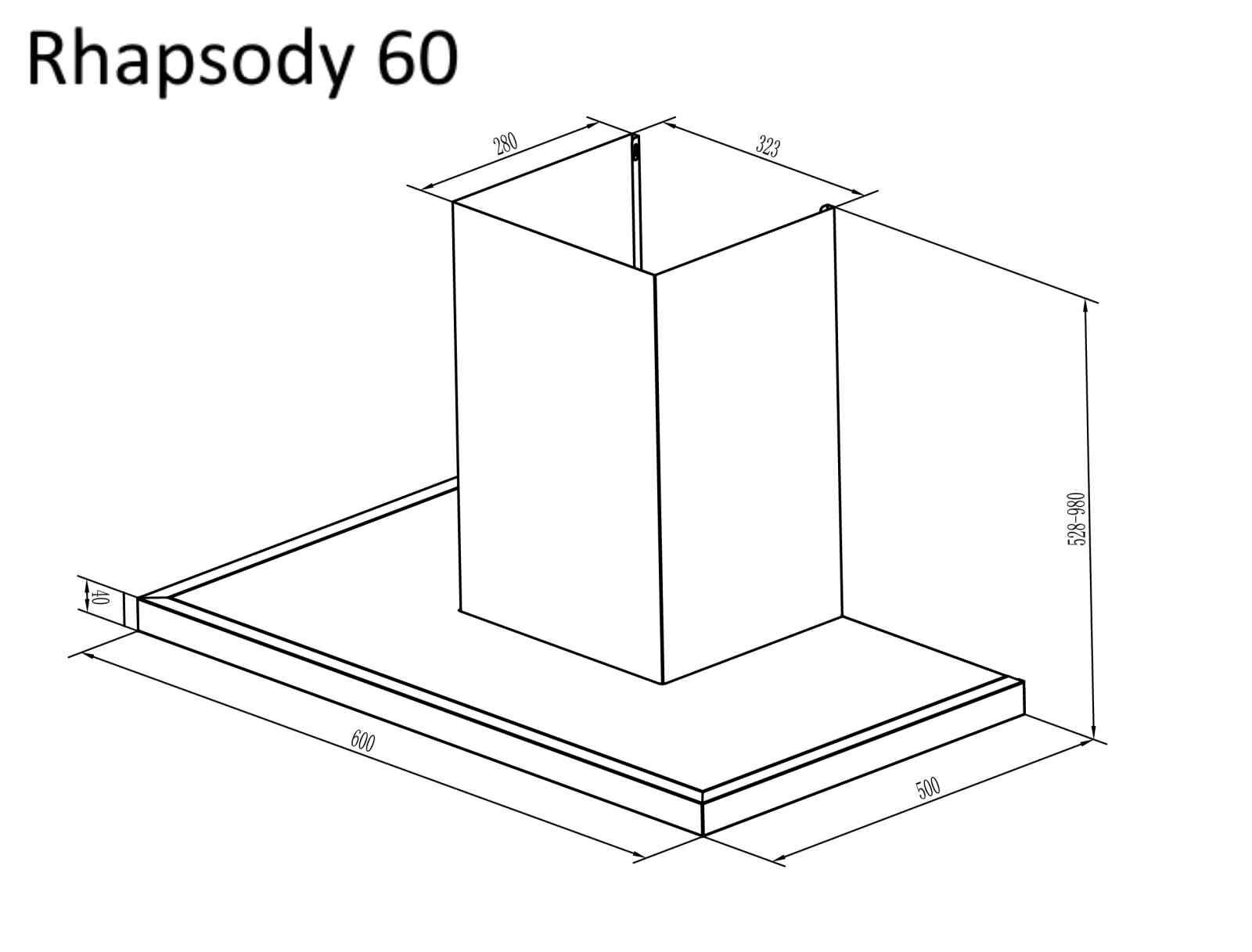 Rhapsody Powerful 60cm Wall Hood – Black