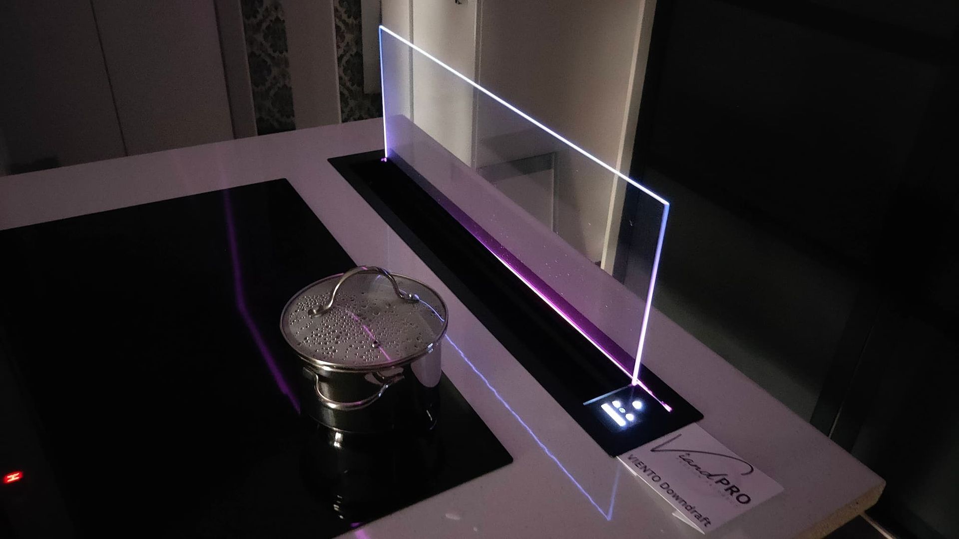 ViandPro Viento 90cm Downdraft Cooker Hood - Black Glass