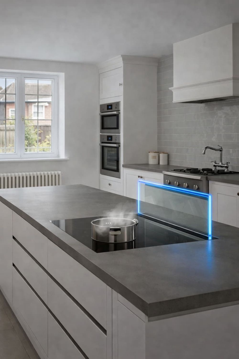 ViandPro Viento 90cm Downdraft Cooker Hood - Black Glass