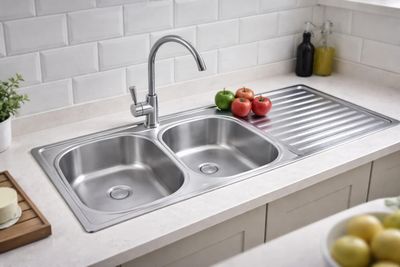ViandPro Double Bowl Single Drainer Sink - 1200 x 500 mm - Satin Finish