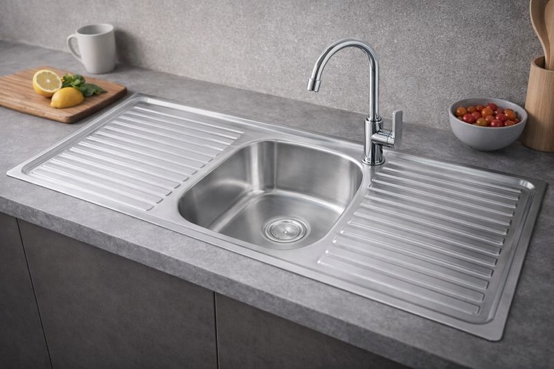 ViandPro Single Bowl Double Drainer Sink - 1200 x 500mm - Satin Finish