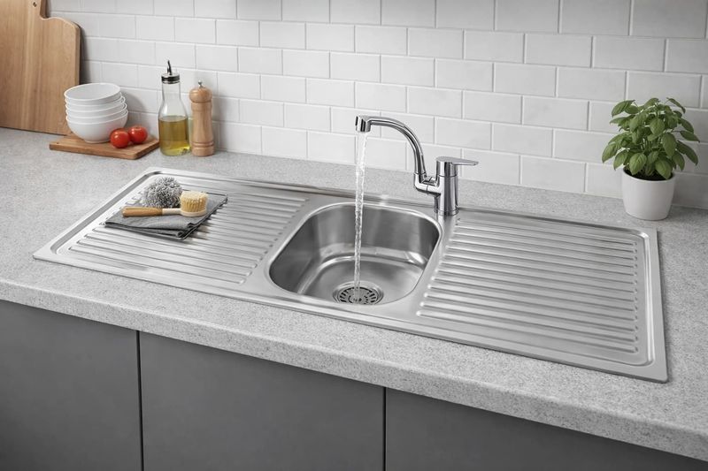 ViandPro Single Bowl Double Drainer Sink - 1500 x 500mm - Satin Finish