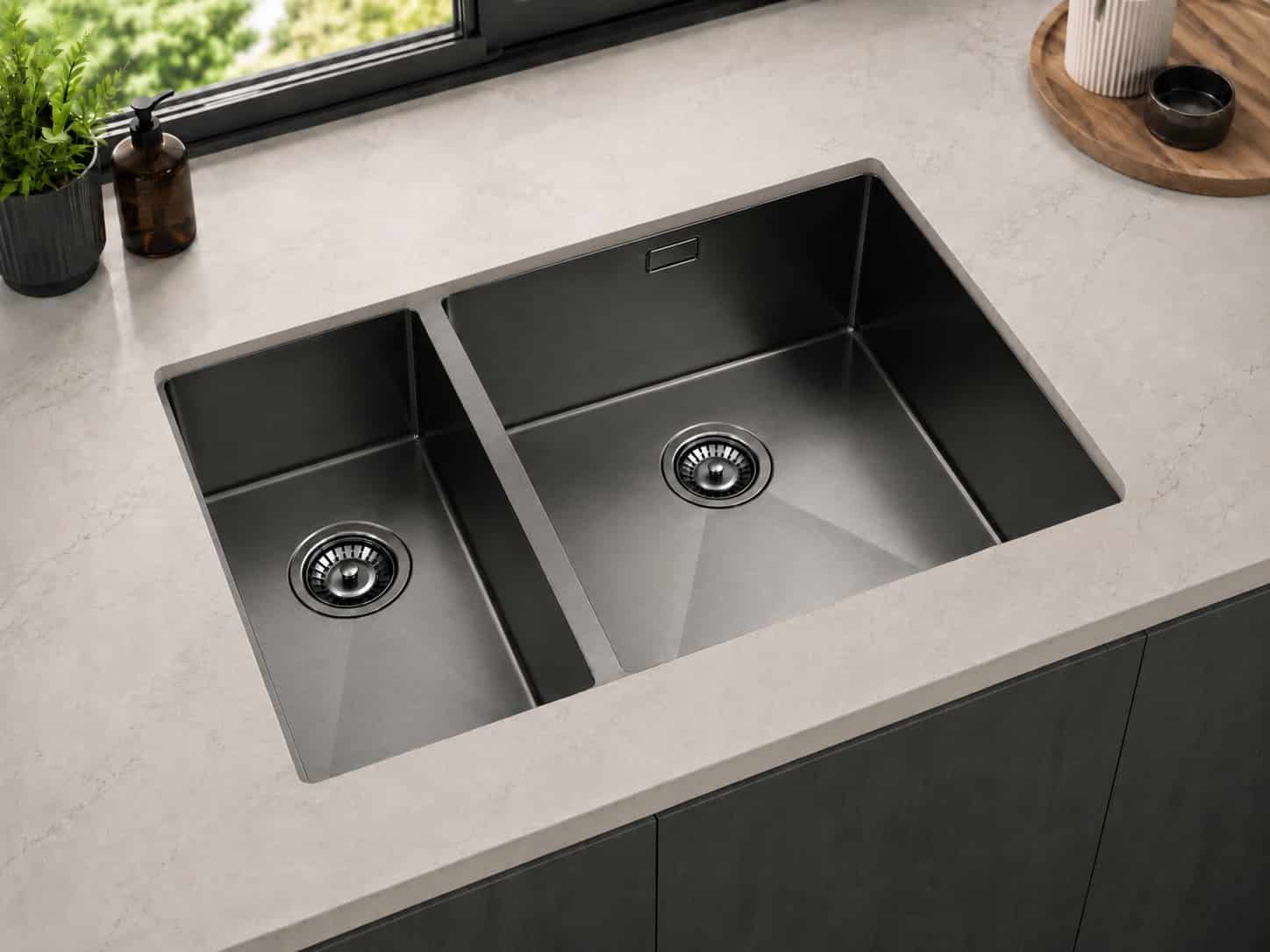 Nexa 1.5 LH Bowl Undermount Kitchen Sink – 590 x 440mm – Gun Metal