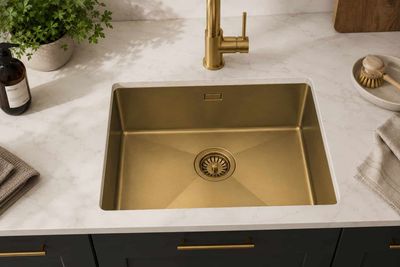 Zara Large Undermount Kitchen Sink – 590 x 440mm – Brushed Gold Zara Large Undermount Kitchen Sink – 590 x 440mm – Brushed Gold
