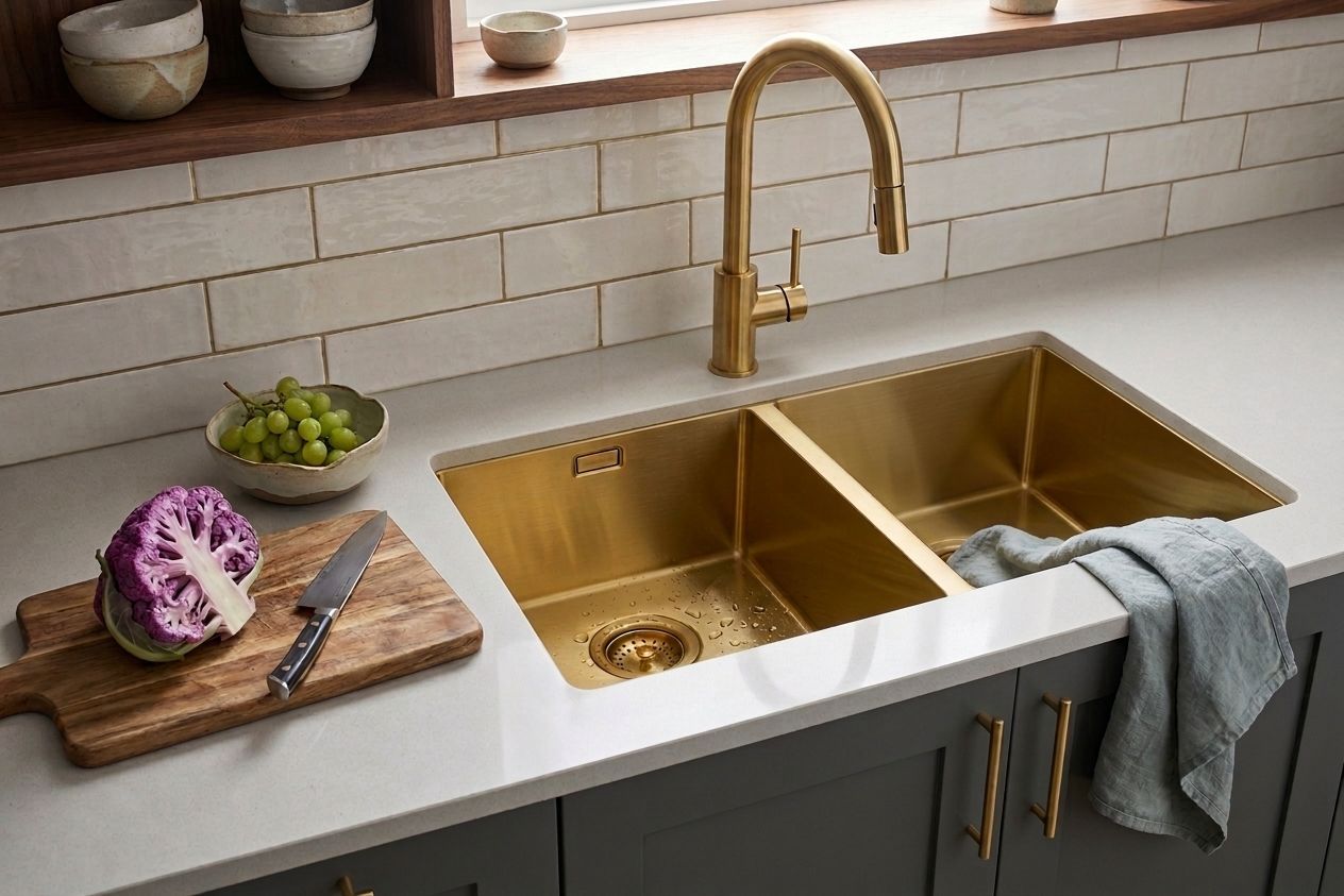 Zara 2.0 Bowl Undermount Kitchen Sink – 758 x 460mm – Brushed Gold