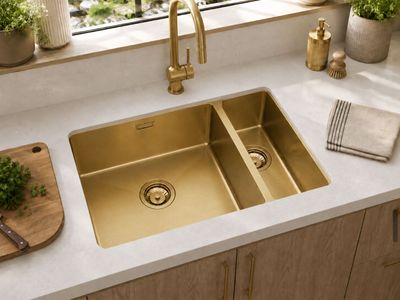 Zara 1.5 LH Bowl Undermount Kitchen Sink – 590 x 440mm – Brushed Gold Zara 1.5 LH Bowl Undermount Kitchen Sink – 590 x 440mm – Brushed Gold