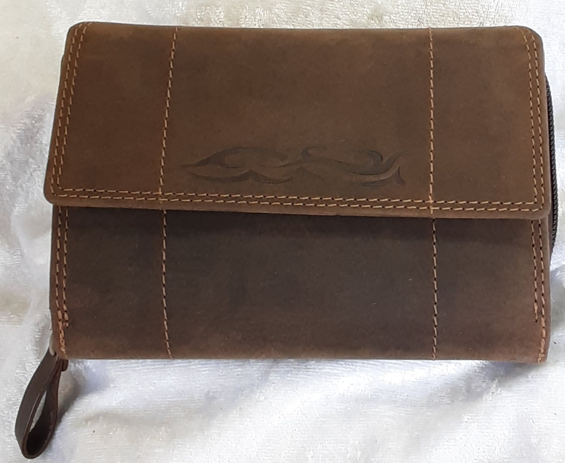 Damenbörse Kartenflügel Reißverschluß- Doppel-Münzfach Hunterleder Serie Tribal