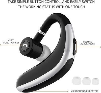 Single ear Bluetooth Headset/ Noise Canceling Wireless Earbuds with Built-in Mic FOR IOS/ Android/