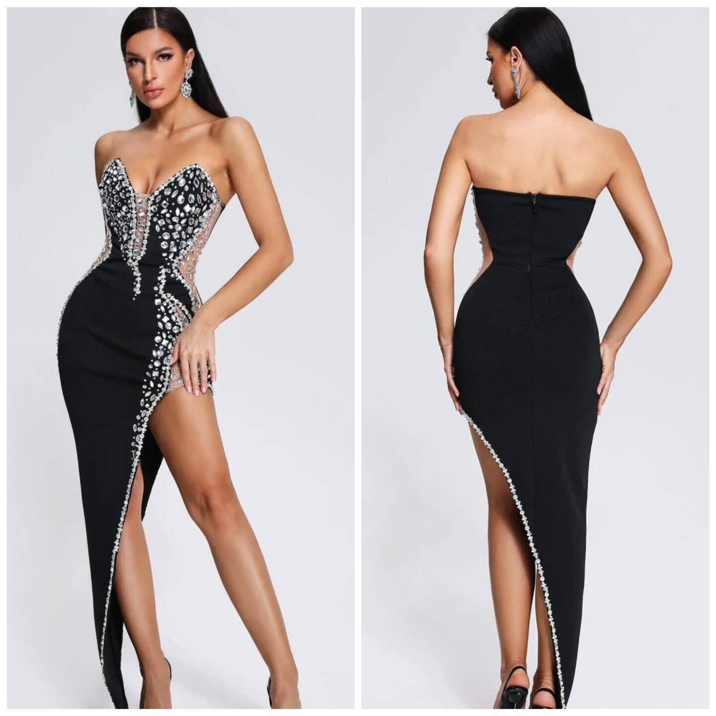 Diamonate Strapless Maxi Bandage Dress