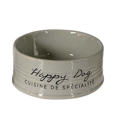 Keramik ​Futternapf Stone Happy Dog grau