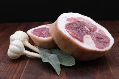 Pastured Berkshire pork shank (osso bucco) sliced