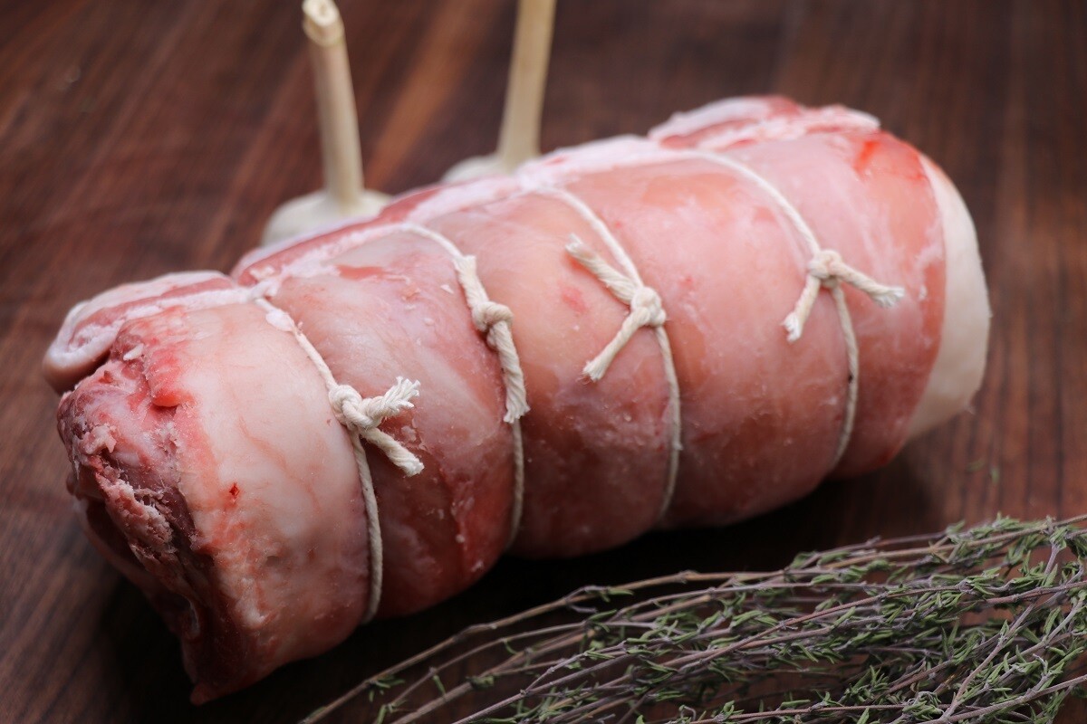 Rolled pastured lamb flank