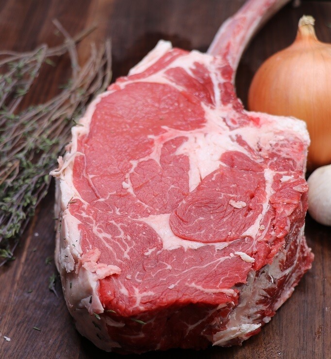 Tomahawk steak grass-fed Angus (also called cowboy steak)
