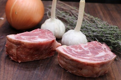 Sliced pastured lamb neck