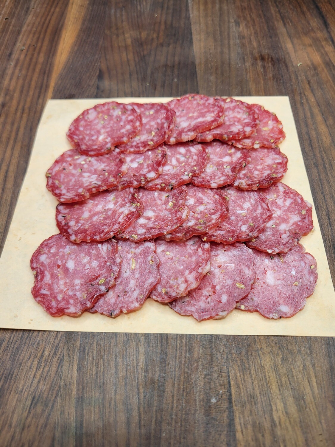 Rosette of finocchiona salami